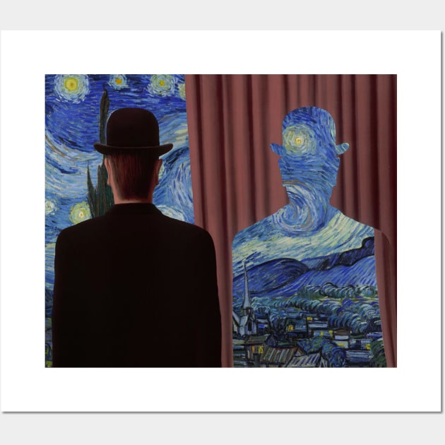 Magritte - Decalcomania / Van Gogh - Starry Night Wall Art by Paskwaleeno